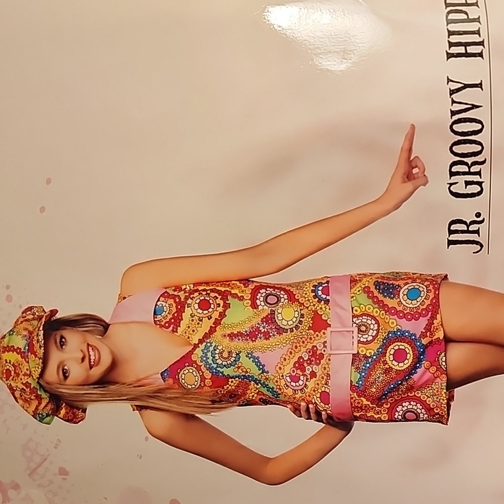 Colorful Groovy Hippie Dress with Hat